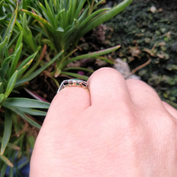 RESERVED Emerald & Diamond Art Deco Engagement Ring, Antique 1920s 18ct PLAT Ring.