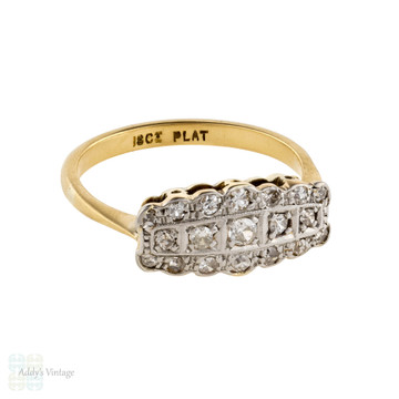 Art Deco Diamond Engagement Ring, Vintage Cloud Shape Cluster 18ct & PLAT.