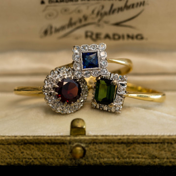 Garnet & Diamond Halo Engagement Ring, Vintage 18ct Mid Century Round Cluster Ring.