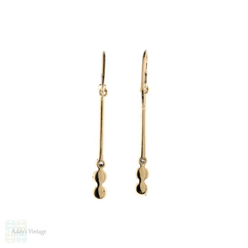 Old European & Cultured Pearl Drop Earrings, Edwardian Converted 15ct & Platinum Dangles.