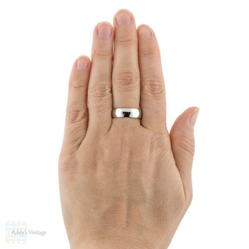 Platinum Men's Wedding Ring, Medium Width D Shape Profile Estate Band Size U.5 / 10.25.