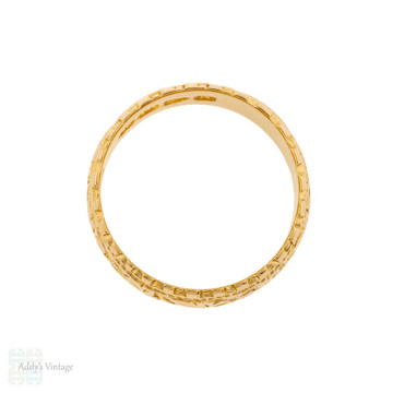 Wide 18ct Ivy Leaf Wedding Ring, Victorian Ladies 18k Gold Band, Size K / 5.25.
