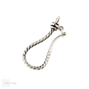 Sterling Silver Victorian Style Charm Hook, Handmade Twisted Safety Pendant for Charms.