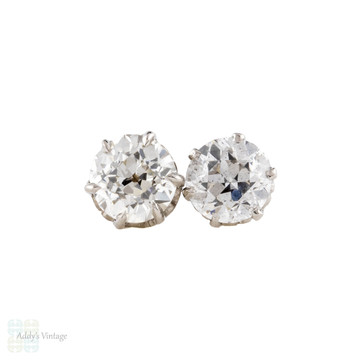 RESERVED Antique Old European Cut Diamond Stud Earrings, 0.84 ctw 18ct & Platinum.