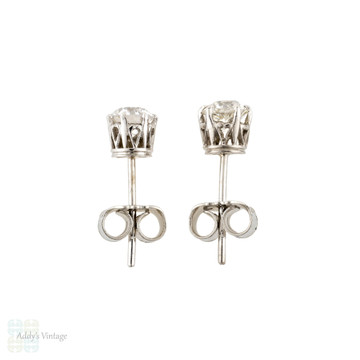 RESERVED Antique Old European Cut Diamond Stud Earrings, 0.84 ctw 18ct & Platinum.