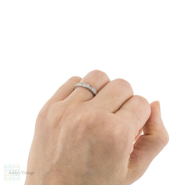 Vintage 18ct Diamond Eternity Ring, Full Hoop 18k White Gold Wedding Band Size M / 6.25.