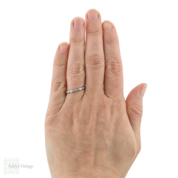  Marquise Design Diamond Eternity Ring, Bead Set Platinum Geometric Wedding Band Size N / 6.75.