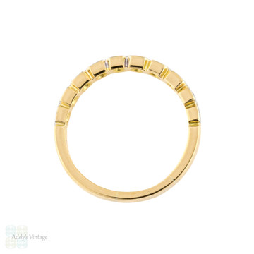 Diamond Half Hoop Wedding Ring, Vintage Hexagonal 10 Stone Band 18ct Gold & Platinum.