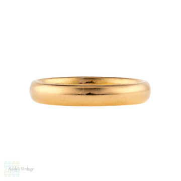 Art Deco 22ct Wedding Ring, 1930s Narrow Ladies 22k Gold Wedding Band Size J / 4.75.