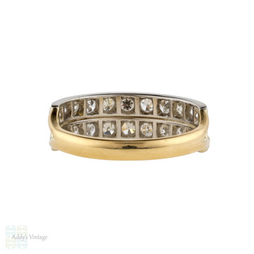 RESERVED Diamond Double Row Wedding Ring, Vintage 18ct Gold & Platinum Half Hoop Anniversary Band.