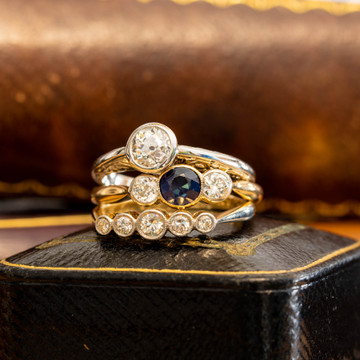 RESERVED Five Stone Diamond Engagement Ring, Art Deco Graduated Bezel Set Band 18ct Gold.