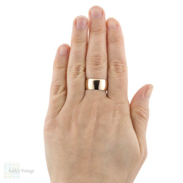 Vintage USSR Russian 14ct 14k Rose Gold Wedding Ring, Wide Cigar Style Men's Band Size S.5 / 9.5.