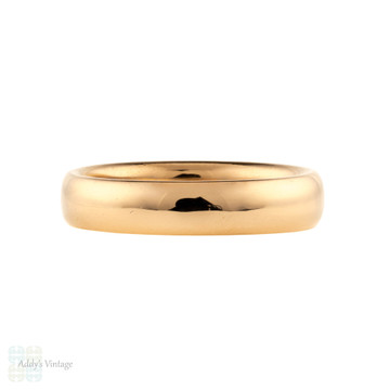 Antique 22ct Wedding Ring, Ladies Heavy Wide 1920s Art Deco 22k Band, Size M.5 / 6.5.