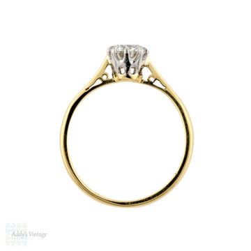 Vintage Diamond Engagement Ring, 0.50 ct Solitaire 18ct 18k Yellow Gold.