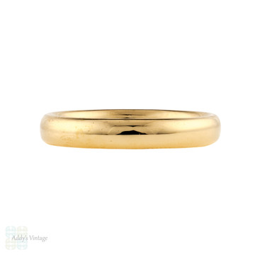 1920s Vintage 18ct Ladies Wedding Ring, Art Deco 18k Classic Band Size O.5 / 7.5.
