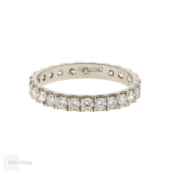 Platinum Diamond Eternity Ring, 0.68 ctw Claw Set Wedding Band Size I.5 / 4.5