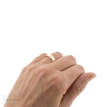 Antique 9ct Rose Gold Wedding Ring, 9k 1910s Cigar Wedding Band Size O.5 / 7.5.