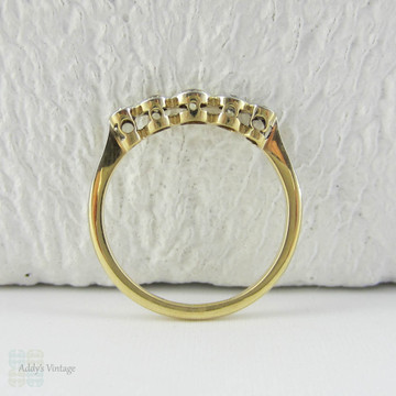 Art Deco Graduated Five Stone Diamond Ring. Half Hoop Bezel Set Diamond Engagement Ring in 18 Carat Gold with Miligrain Edges.