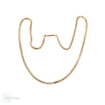 Antique 9ct Snake Chain, Victorian 9k Rose Gold 18 inch Slinky Necklace with Barrel Clasp.