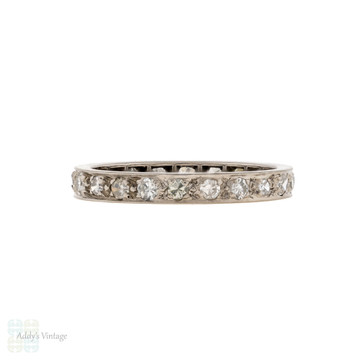 Vintage Diamond Eternity Ring, 0.66ctw Single Cut Full Hoop Wedding Band Size N.75 / 7.