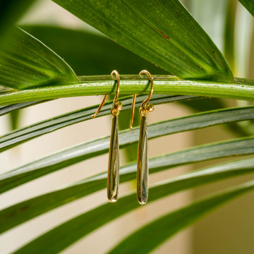 Antique Tapered Drop Earrings, Vintage 15ct Gold & Platinum Simple Everyday Dangle Earrings.