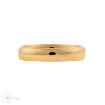 Art Deco 22ct Wedding Ring, Wide Vintage 1920s 22k Gold Band Size O / 7.25.