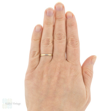 Vintage Two Tone Engraved Wedding Ring, 9ct & Platinum Narrow Band Size M / 6.25.