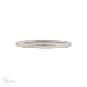 Slender Antique Platinum Ladies Wedding Ring, Simple Narrow Spacer Band Size N.5 / 7.