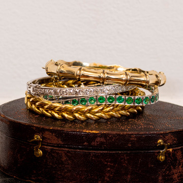 Vintage 9ct Bamboo Bangle Bracelet, 1960s 9k Yellow Gold.