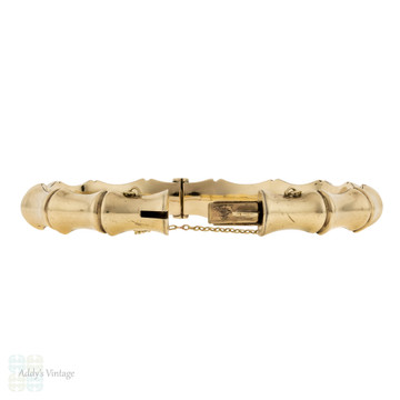 Vintage 9ct Bamboo Bangle Bracelet, 1960s 9k Yellow Gold.