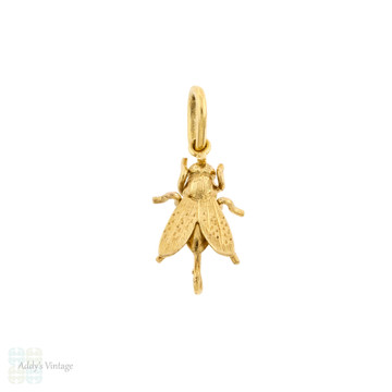 Antique 15ct 15k Gold Fly Charm, Miniature Bug Conversion Pendant.