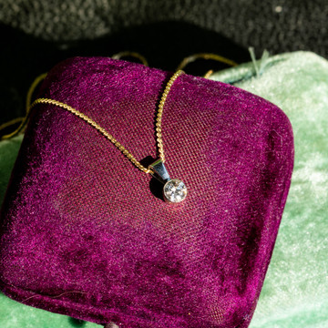 Old European Cut Diamond Pendant, 0.16ct Bezel Set Design 14k 14ct Gold.