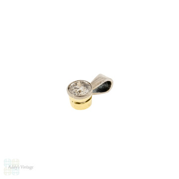Old European Cut Diamond Pendant, 0.16ct Bezel Set Design 14k 14ct Gold.
