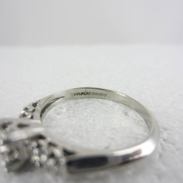 1930s Platinum & Diamond Engagement Ring. Transitional Cut Diamond Set in Fishtail Style Triple Claw Prongs with Knife Edge Setting.