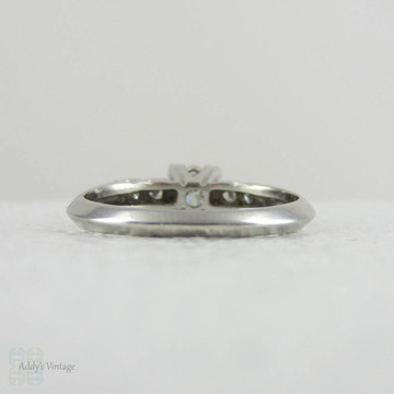 1930s Platinum & Diamond Engagement Ring. Transitional Cut Diamond Set in Fishtail Style Triple Claw Prongs with Knife Edge Setting.