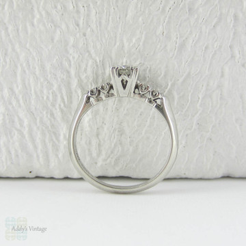1930s Platinum & Diamond Engagement Ring. Transitional Cut Diamond Set in Fishtail Style Triple Claw Prongs with Knife Edge Setting.