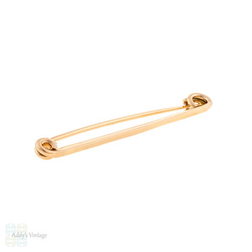 Large Antique 9ct 9k Rose Gold Bar Brooch, Safety or Stock Pin Style Brooch.