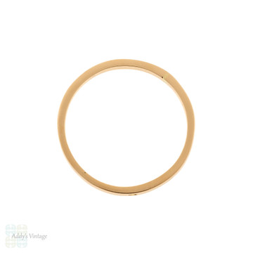 French 18ct Rose Gold Wedding Ring, Vintage Pipe Cut Slender Ladies Band Size K.5 / 5.75.