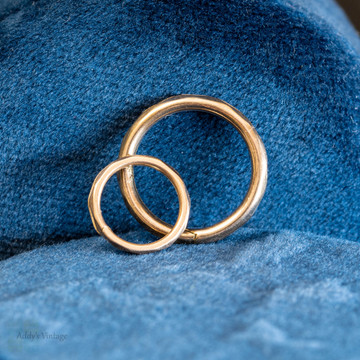Pair of 9ct Gold Antique Split Rings, Small 9k Faceted Connector Jump Rings.