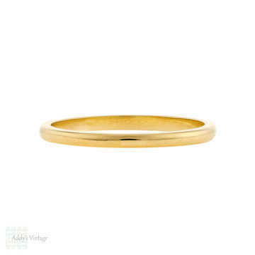 Vintage 18K Orange Blossom Traub Wedding Ring, Slender 18ct Yellow Gold Band Size L / 5.75.