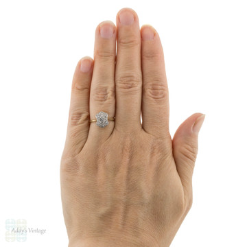 Vintage Art Deco Diamond Engagement Ring, Geometric Miligrain Design 18ct & PLAT.