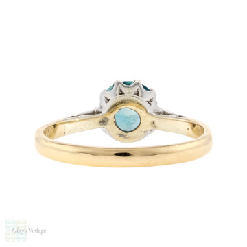 RESERVED Blue Zircon Single Stone Ring, 1940s Vintage 9ct 9k Gold Solitatire.