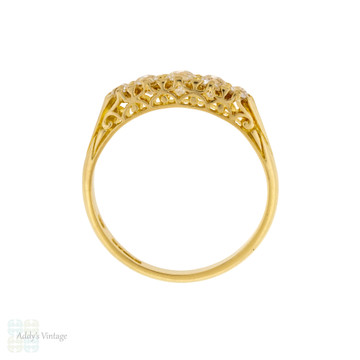 Old European Cut Diamond Five Stone Ring, 18ct 18k Gold Graduated Design 0.65 ctw.