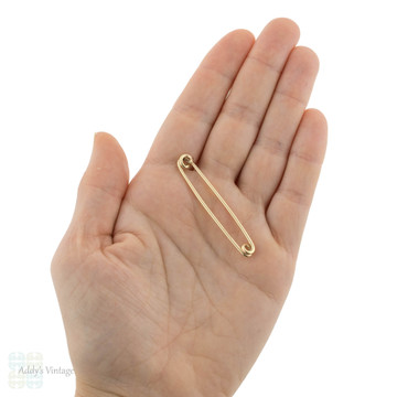 Large Vintage 9ct Safety Pin, 9ct Yellow Gold Brooch or Stock Pin.