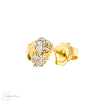 Old Mine Cut Diamond Stud Earrings 0.45ctw 18ct Gold & Platinum