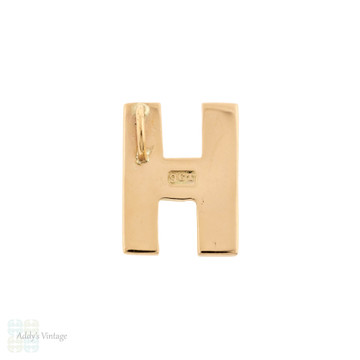 RESERVED Letter H Initial Pendant, 9ct 9k Gold Vintage Charm.