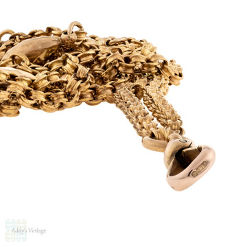 Antique 9ct Rose Gold Chain Necklace, Rolo Links & Faceted Bead Spacers, 90 cm / 35.5 inches.