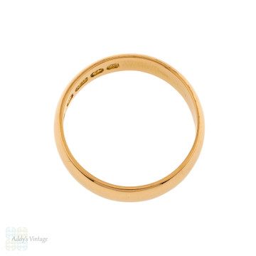 Wide Antique 22ct Ladies Wedding Ring, Edwardian 22k Gold Band Size M / 6.25.