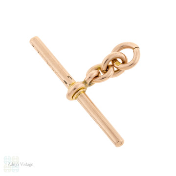 Antique Edwardian 9ct Rose Gold T-Bar, 9k Finding for Chain.