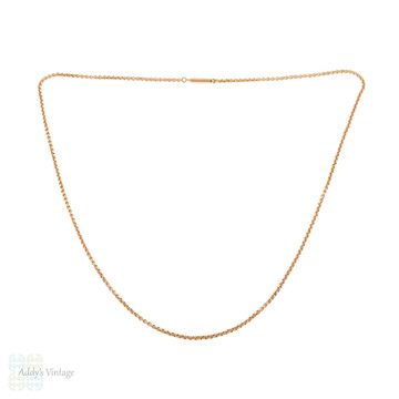Antique 9ct Rose Gold Chain with Barrel Clasp, Rolo Link  Necklace 51 cm / 20 inches, 7.7g.